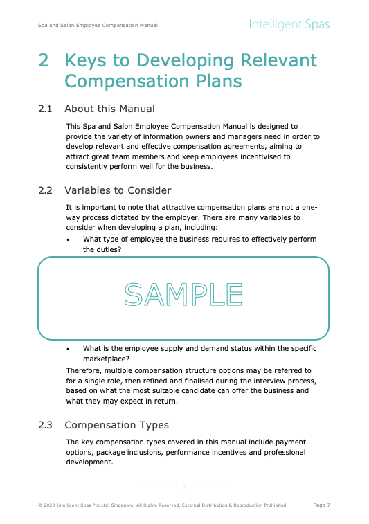 Spa and Salon Employee Compensation Manual